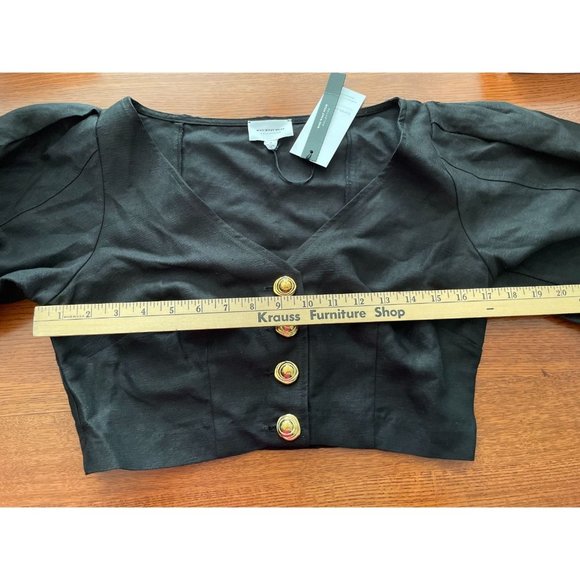 Who What Wear Brynn Washed Canvas Top With Statement Buttons - Picture 5 of 5